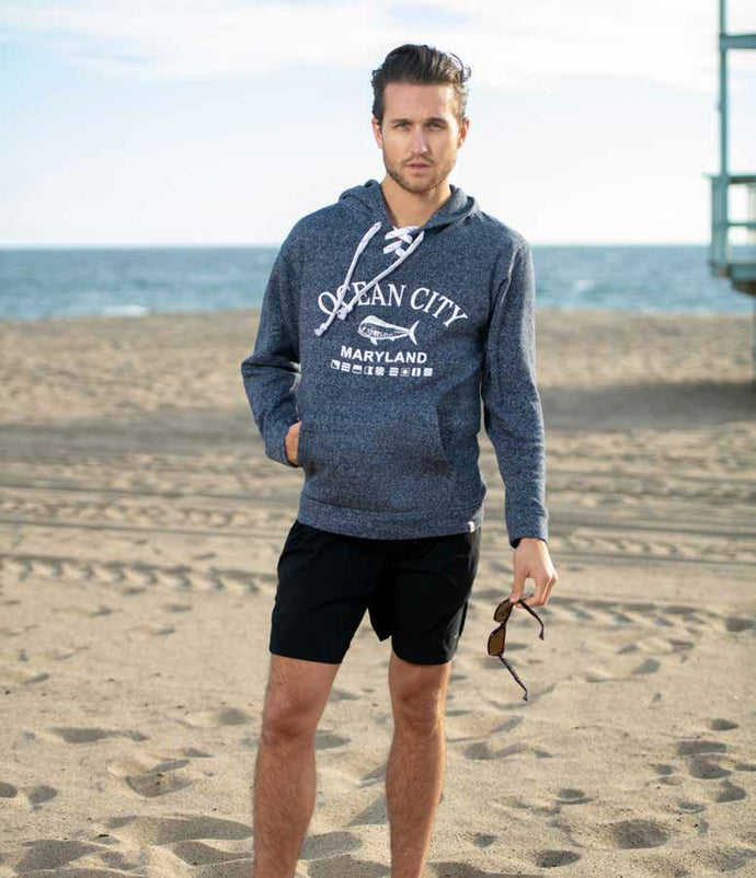 5011-M ADULT MARLED LACE UP HOODIE