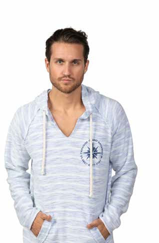 5035-M ADULT STRIPED LIGHT BLUE/IVORY BAJA HOODIE