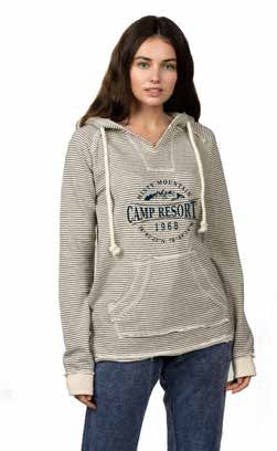 5032- L ADULT STRIPED V-NECK PULLOVER HOODIE
